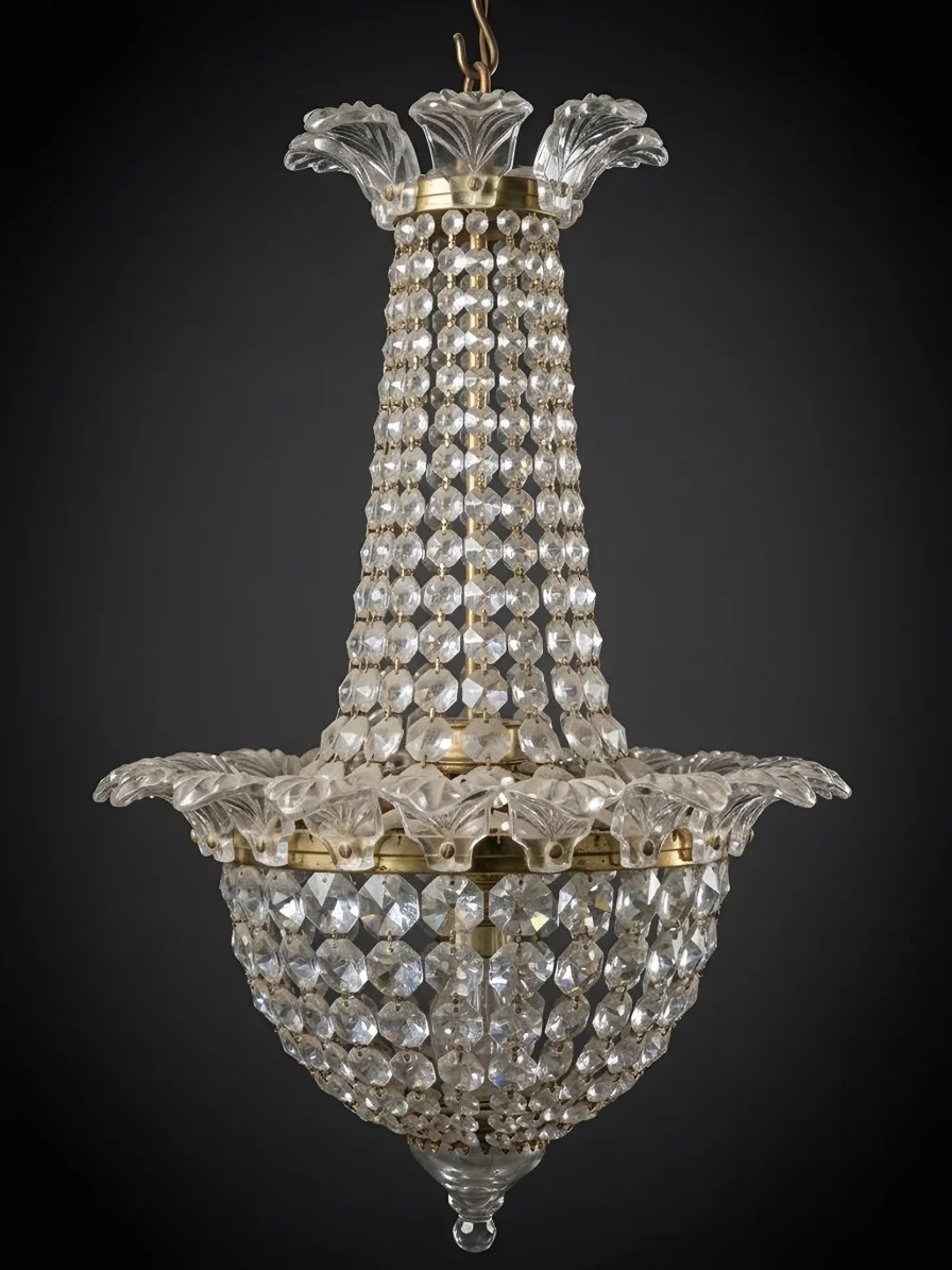 Lámpara Imperio de cristal tallado — después de la restauración